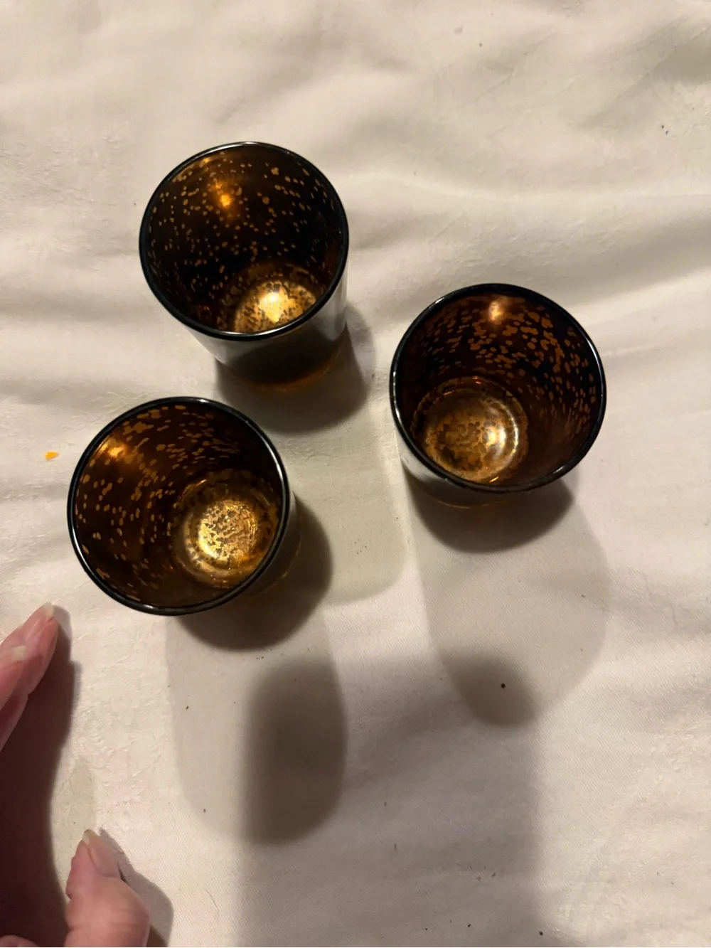 Amber Mercury Glass Votive Holders - Set of 3